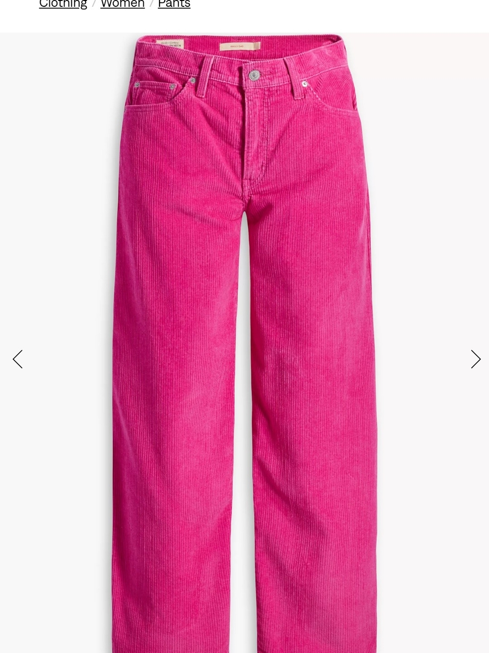 Levi's Bright Pink Wide-Leg Corduroy Jeans